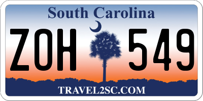 SC license plate ZOH549