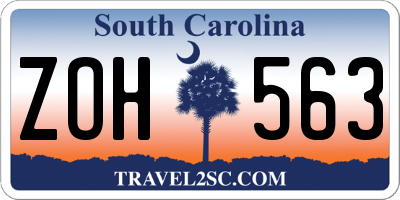 SC license plate ZOH563