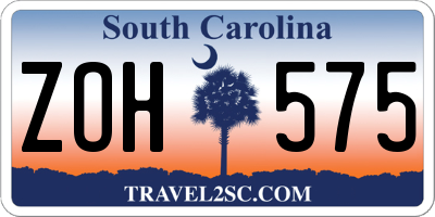 SC license plate ZOH575