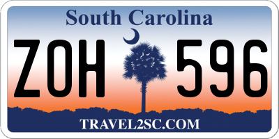 SC license plate ZOH596
