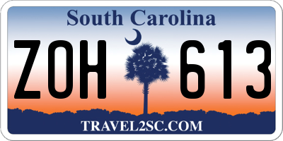 SC license plate ZOH613