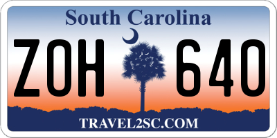 SC license plate ZOH640