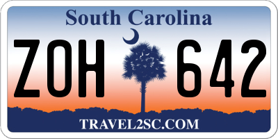 SC license plate ZOH642