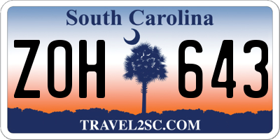 SC license plate ZOH643