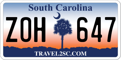 SC license plate ZOH647