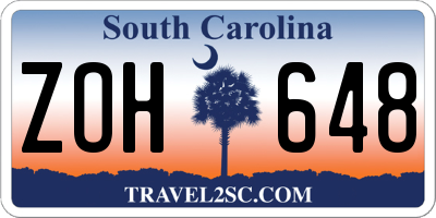 SC license plate ZOH648