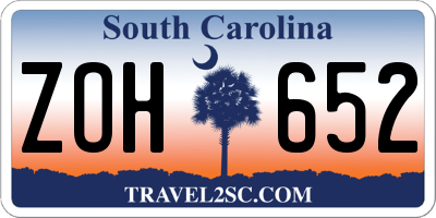 SC license plate ZOH652
