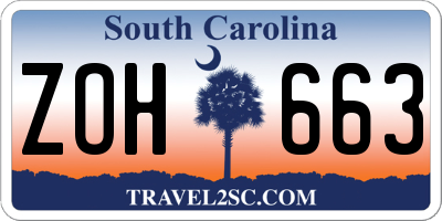 SC license plate ZOH663