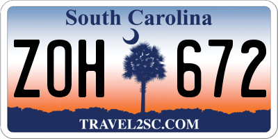 SC license plate ZOH672