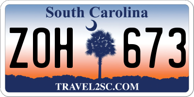 SC license plate ZOH673