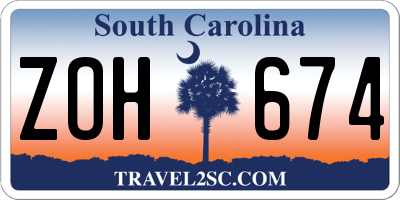 SC license plate ZOH674