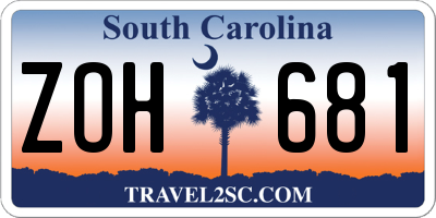 SC license plate ZOH681