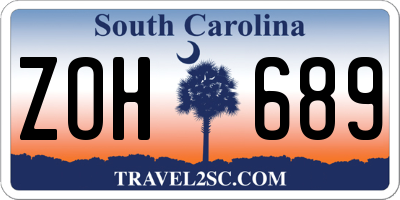 SC license plate ZOH689