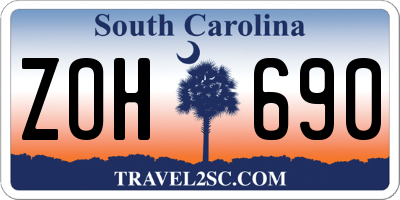 SC license plate ZOH690
