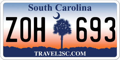 SC license plate ZOH693