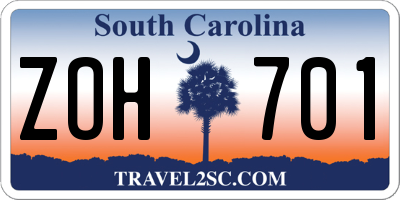 SC license plate ZOH701