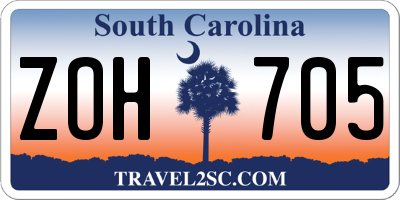 SC license plate ZOH705