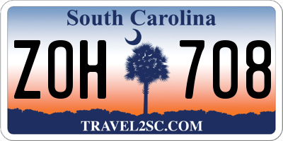 SC license plate ZOH708