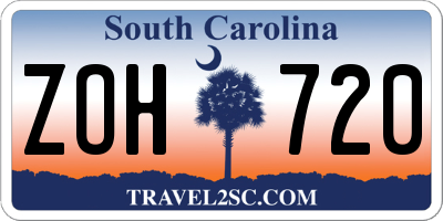 SC license plate ZOH720