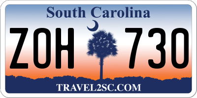 SC license plate ZOH730