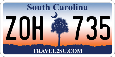 SC license plate ZOH735