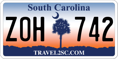 SC license plate ZOH742
