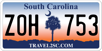 SC license plate ZOH753