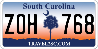 SC license plate ZOH768