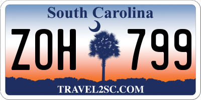 SC license plate ZOH799