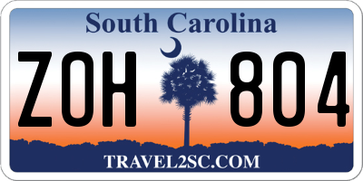 SC license plate ZOH804