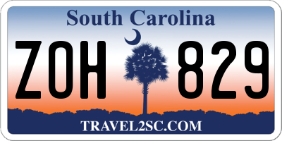 SC license plate ZOH829