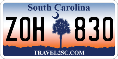 SC license plate ZOH830
