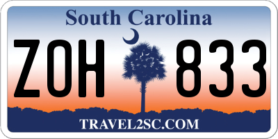 SC license plate ZOH833