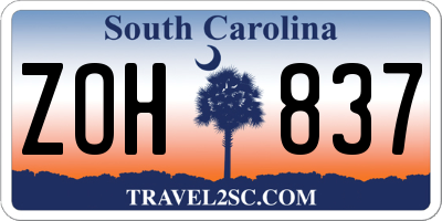 SC license plate ZOH837