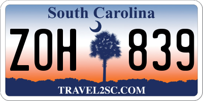 SC license plate ZOH839