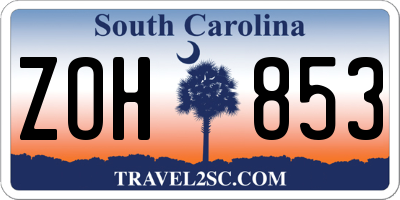 SC license plate ZOH853