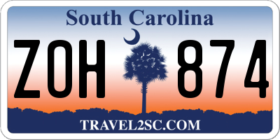 SC license plate ZOH874