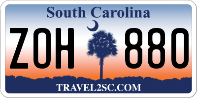 SC license plate ZOH880