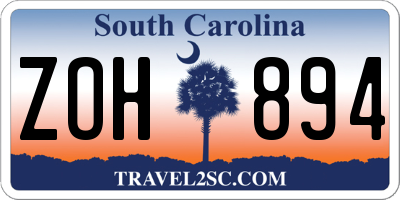 SC license plate ZOH894