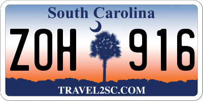 SC license plate ZOH916
