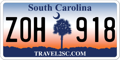 SC license plate ZOH918