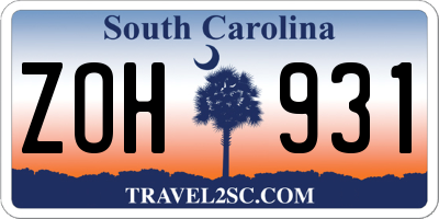 SC license plate ZOH931