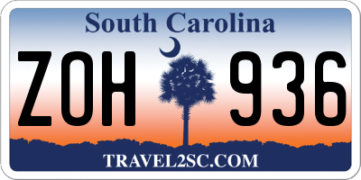 SC license plate ZOH936