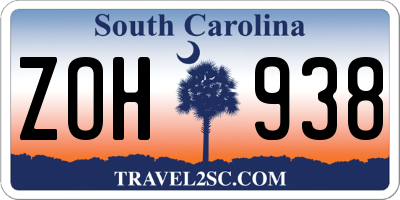 SC license plate ZOH938