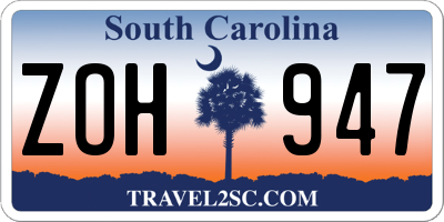 SC license plate ZOH947