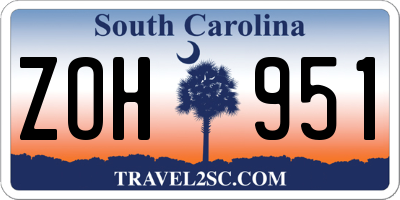 SC license plate ZOH951