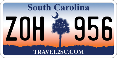 SC license plate ZOH956