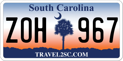 SC license plate ZOH967