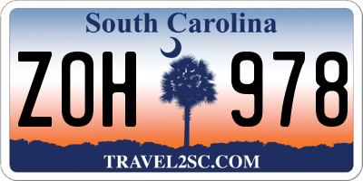 SC license plate ZOH978