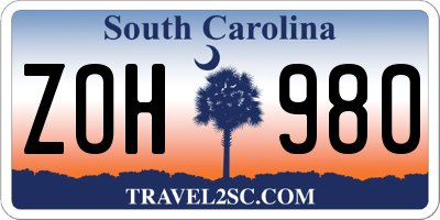 SC license plate ZOH980